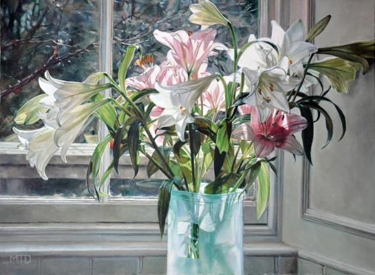 Lilies at the Studio Window by artist Madeleine Davenport