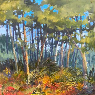 a painting of a wood