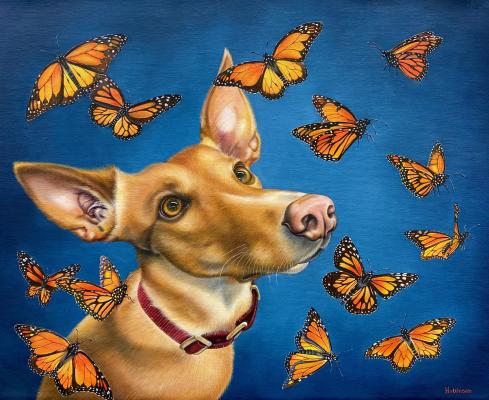 Breagh and Three Butterflies by artist Susan Hutchison