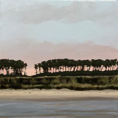 a landscape with a line of trees