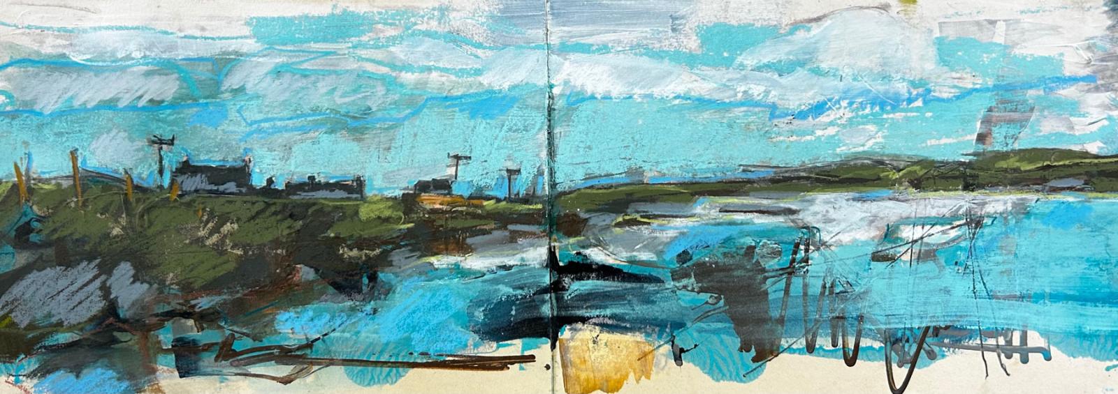 a sketch on paper of a bay