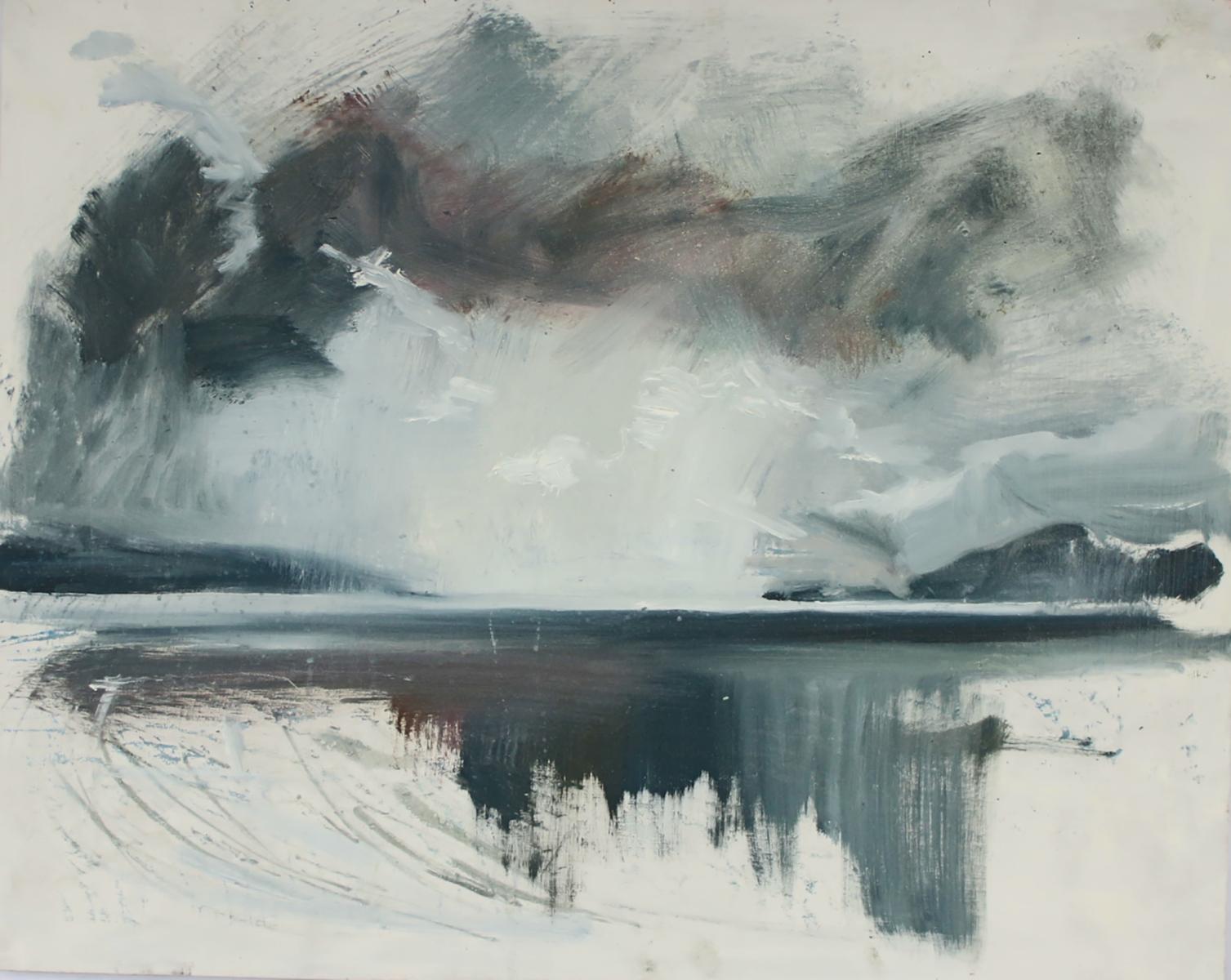 a loose oil painting of a stormy sky