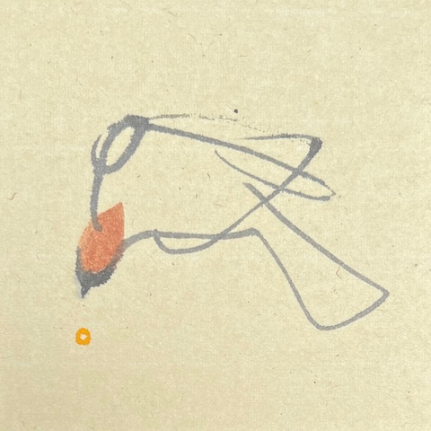 a simple painting of a waxwing