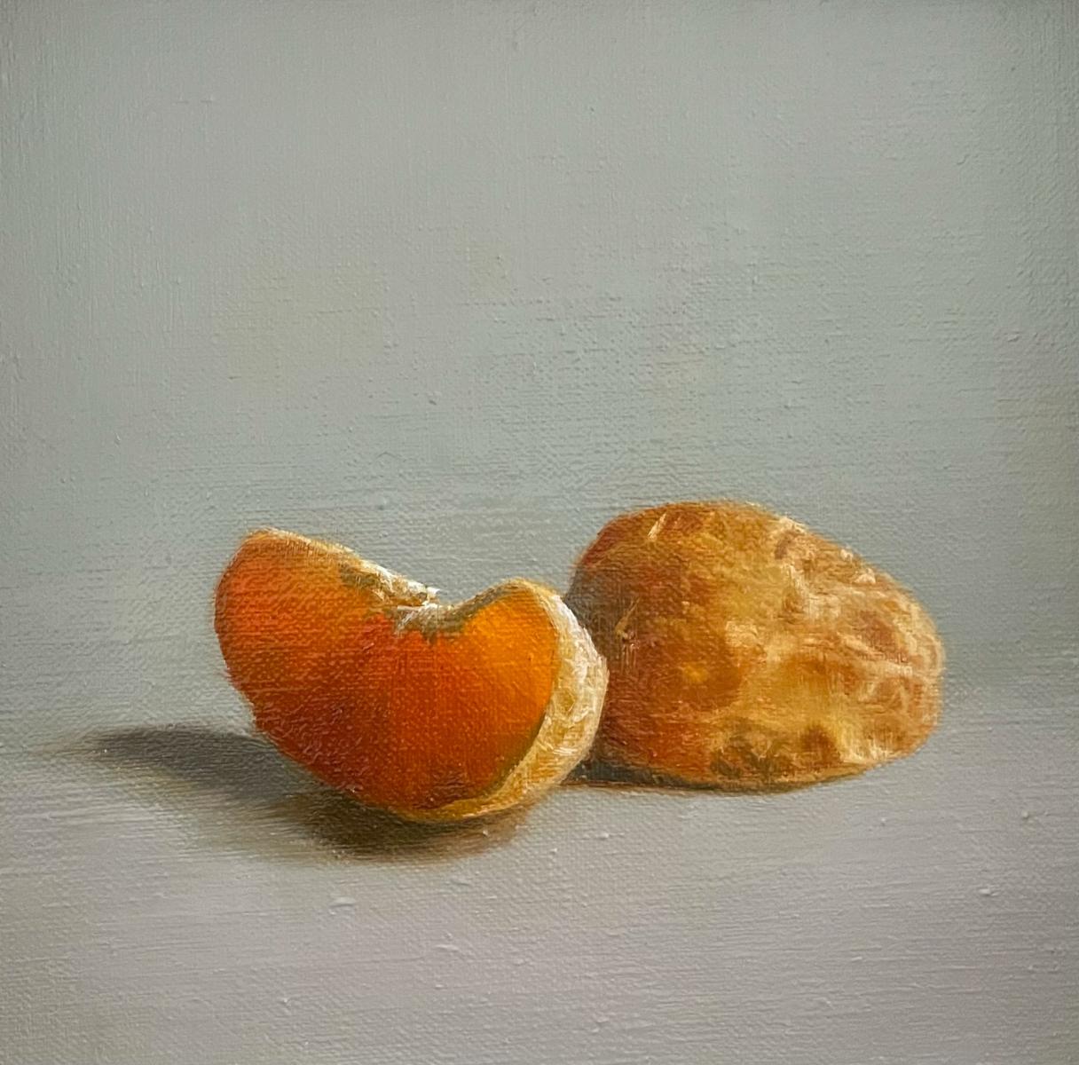 a small painting of orange segments