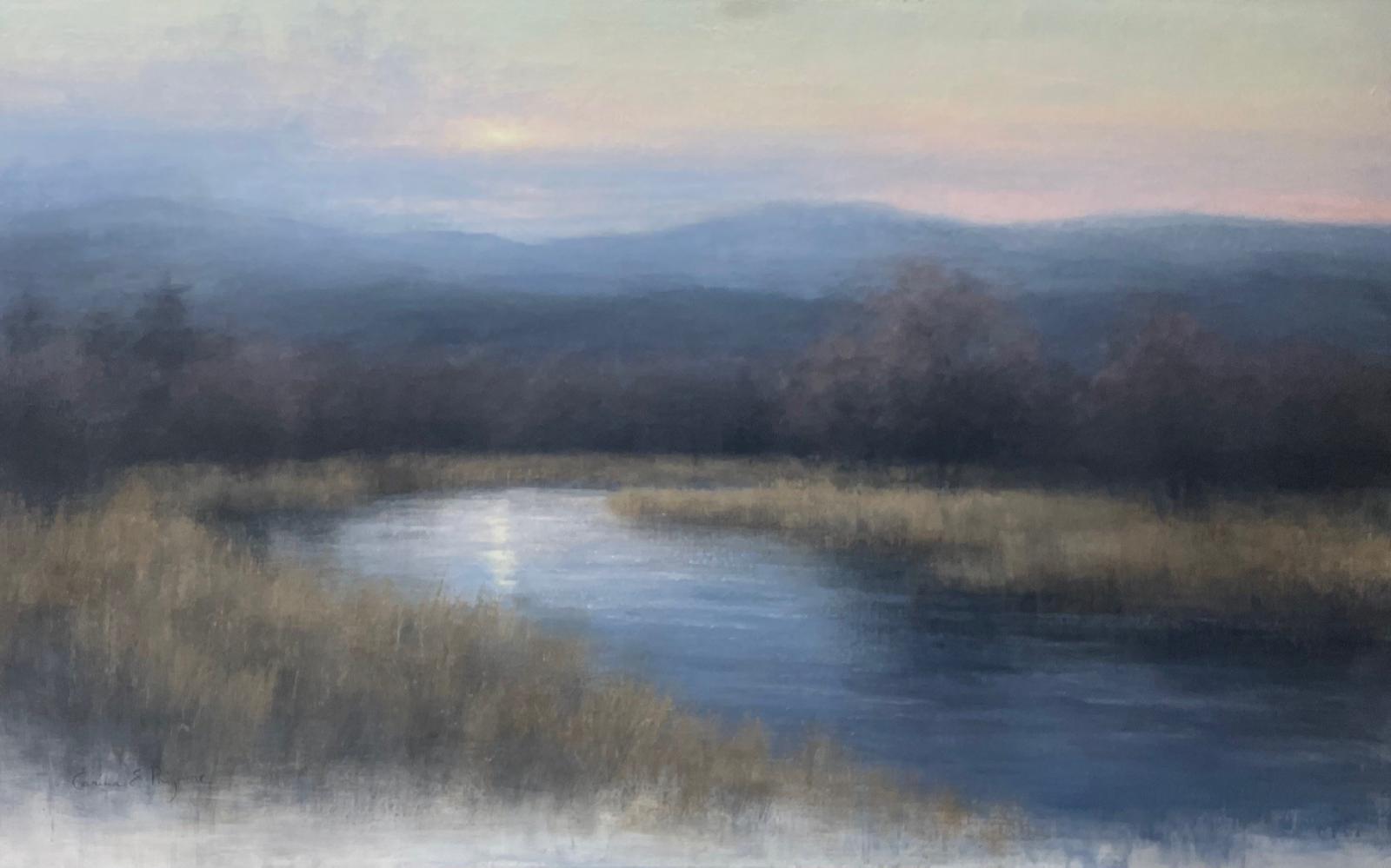 a Scottish landscape in soft evening light with a river