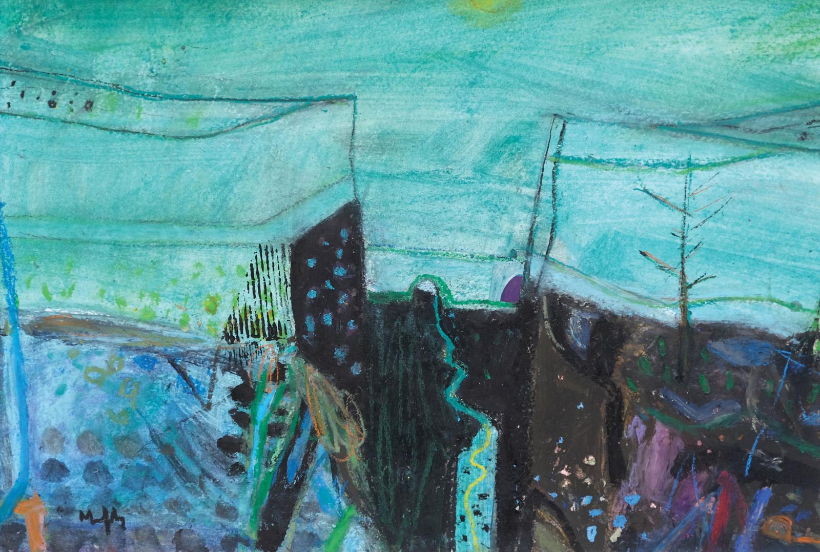 a semi abstract landscape painting.