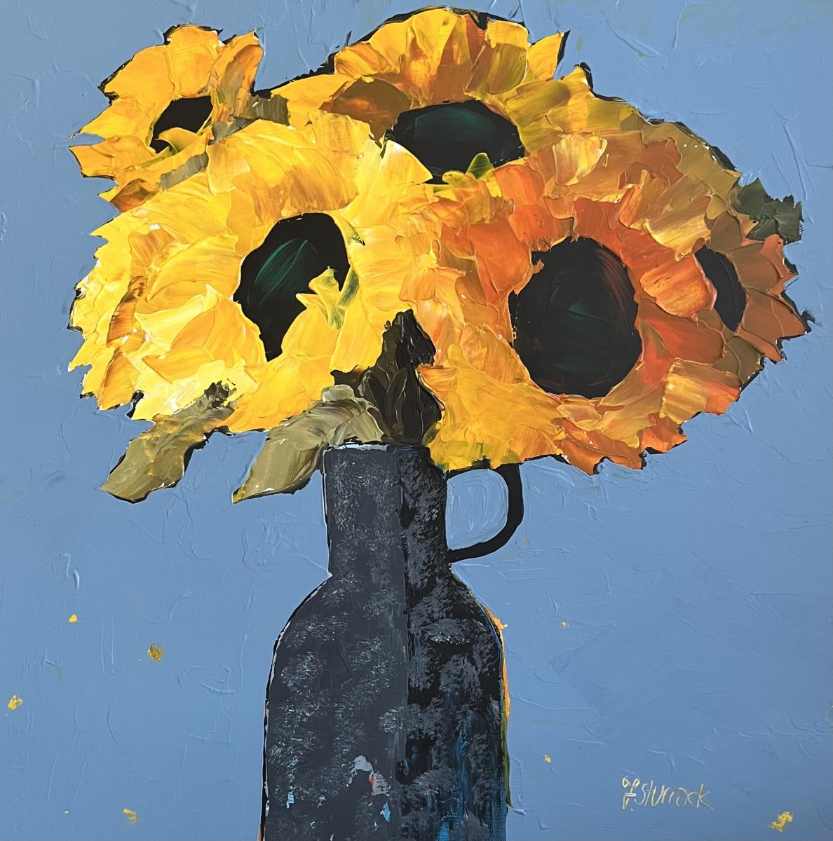a painting of sunflowers