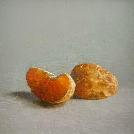 a small painting of orange segments