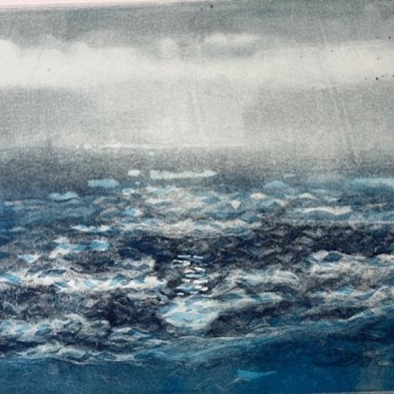 a print of a stormy sea