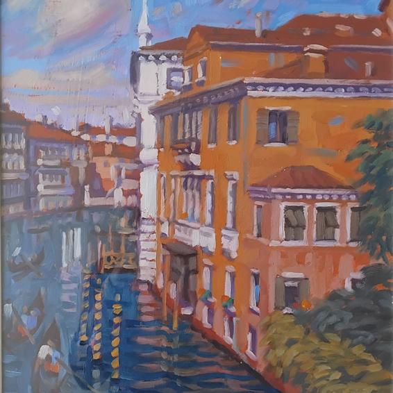 an oil painting of the Grand Canal in Venice