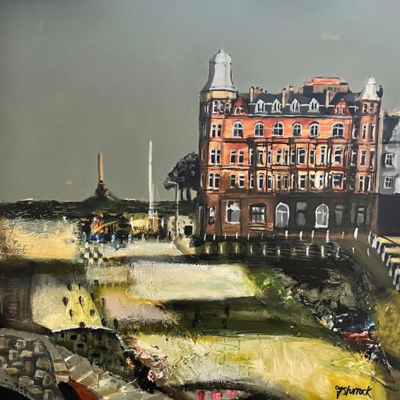 a painting of the Hamilton Grand Hotel in St Andrews