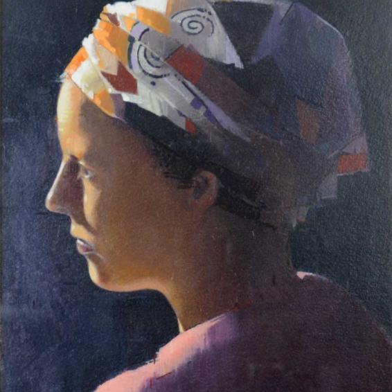 a girl wearing a headscarf