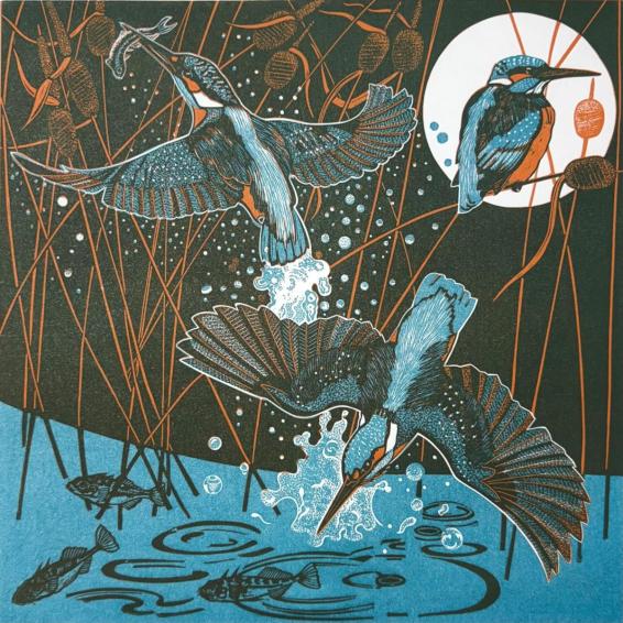 a line of cut of kingfishers.