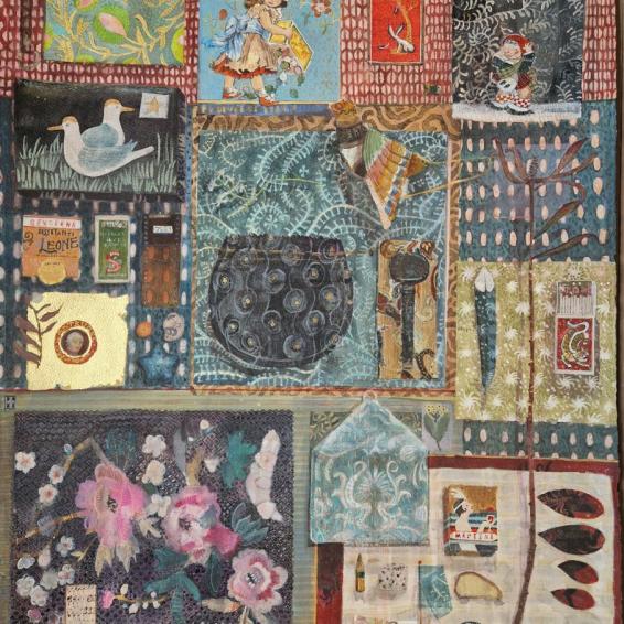 a watercolour painting of a collage Many Objects