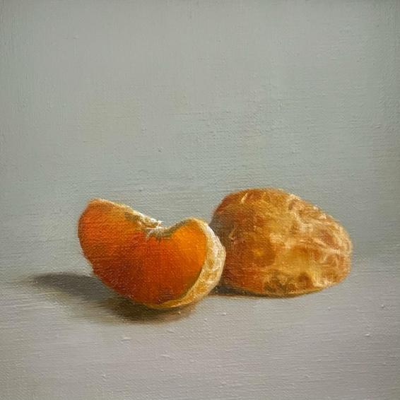 a small painting of orange segments