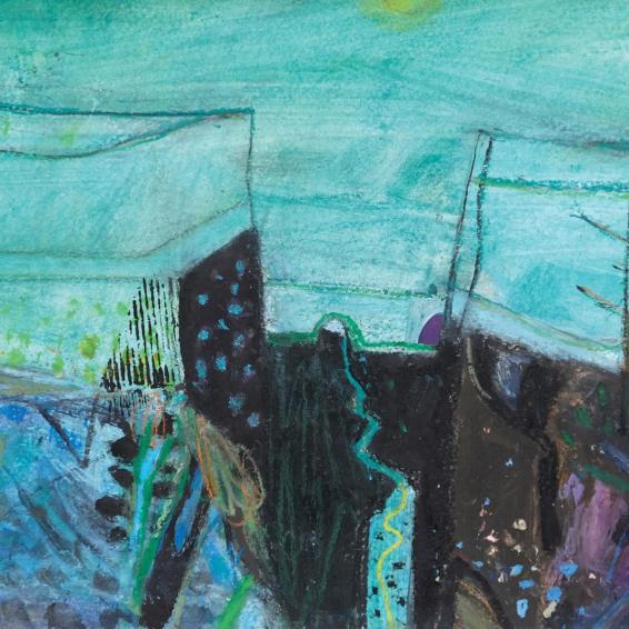 a semi abstract landscape painting.